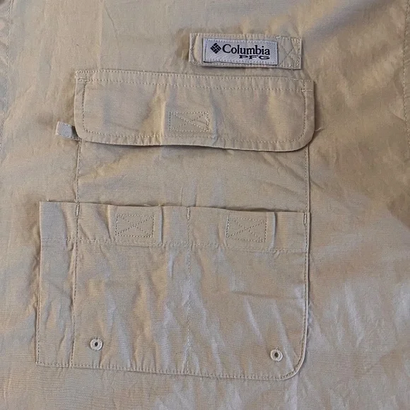 Columbia Men's PFG Sportswear Khaki Button Down Shirt Fishing Lightweight Sz 2XL - Picture 4 of 11